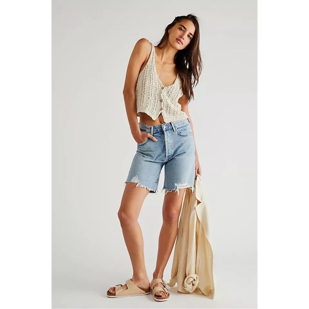 Citizens Of Humanity Light Blue Distressed Denim Jean Shorts